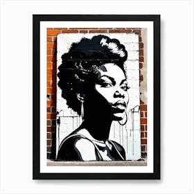 Vintage Graffiti Mural Of Beautiful Black Woman 53 Art Print