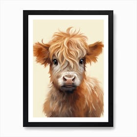 Simple Portrait Of Baby Highland Cow Art Print