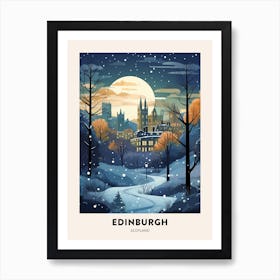 Winter Night  Travel Poster Edinburgh Scotland 2 Art Print