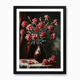 Baroque Floral Still Life Carnations 4 Art Print