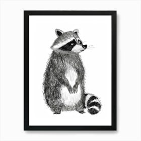 B&W Raccoon Art Print