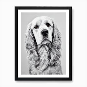 Cocker Spaniel B&W Pencil Dog Art Print