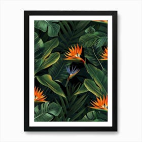 Bird Of Paradise Seamless Pattern 13 Art Print