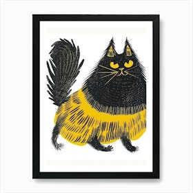 Black Cat With Yellow Stripes Art Print