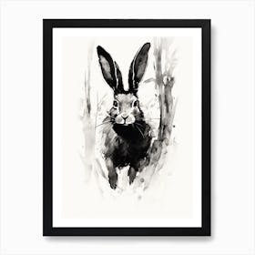 Rabbit Prints Black And White Ink 4 Art Print