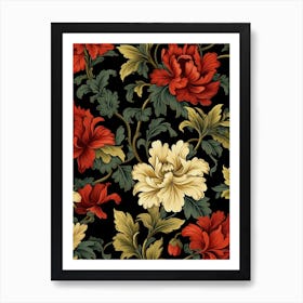 Daphne 3 William Morris Style Winter Florals Art Print