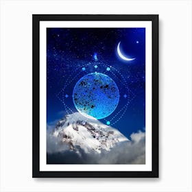 Moon And Stars In The Sky - Mystic Moon poster #4 Art Print