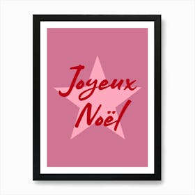 Joyeux Noel Pink and Red Art Print