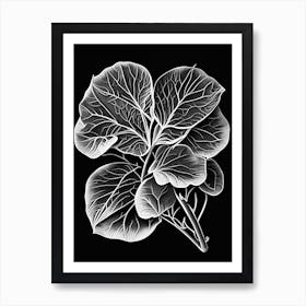Purslane Leaf Linocut 3 Art Print