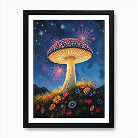 Mushroom In The Night Sky Art Print