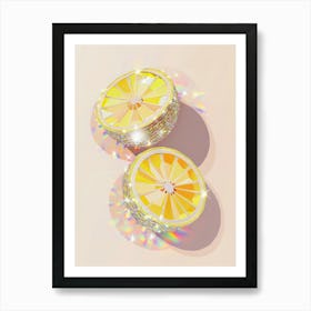 Lemons Glitter Style Poster Glam Kitchen Disco Trendy Art Print