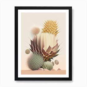 Ferocactus Cactus Neutral Abstract 2 Art Print