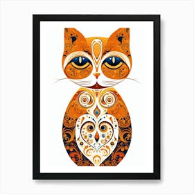 Funky Orange Cat Art Print