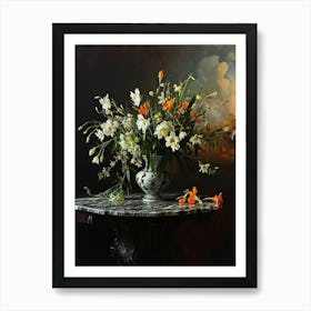 Baroque Floral Still Life Lisianthus 4 Art Print