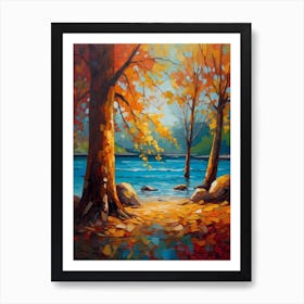 Autumn Trees By The Lake Art Print