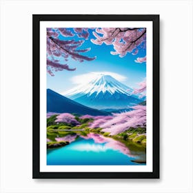 Mt Fuji Mount Fuji Japan Beautiful Lake Landscape Art Print