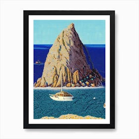 Cabo San Lucas Mexico Pointillism Style Tropical Destination Poster