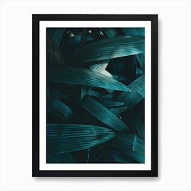 Dark Blue Leaves Art Print