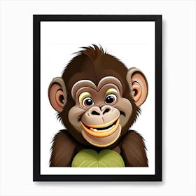 Baby Gorilla Smiling, Gorillas Scandi Cartoon 1 Art Print
