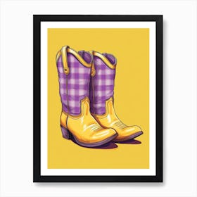 Cowgirl Boots Yellow And Purple 3 Art Print
