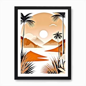 Desert Landscape With Palm Trees Poster