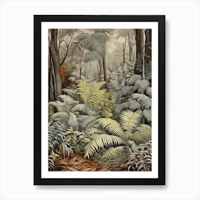 Vintage Jungle Botanical Illustration Ferns 2 Art Print