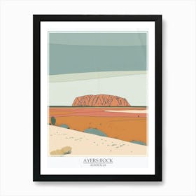 Ayers Rock Australia Color Line Drawing 4 Poster Art Print