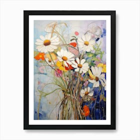 Abstract Flower Painting Oxeye Daisy 2 Art Print