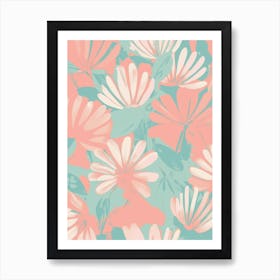 Dahlias Pastel Flora Pattern Art Print