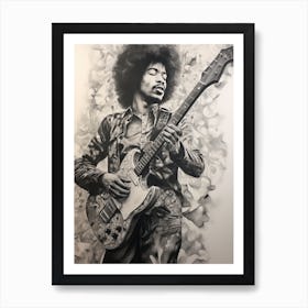 Jimi Hendrix B&W 5 Art Print