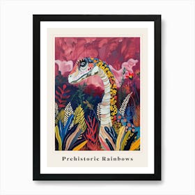 Colourful Leafy Dinosaur Painting Poster Art Print