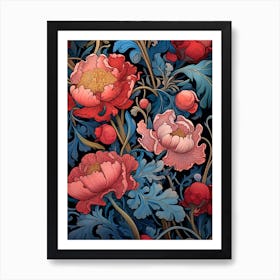 Peony Flower Seamless Pattern Art Print