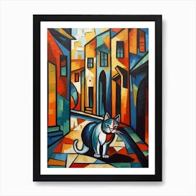 Painting Of Rome With A Cat In The Style Of Cubism, Picasso Style 3 Art Print