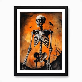 Vintage Halloween Gothic Skeleton Painting (29) Art Print