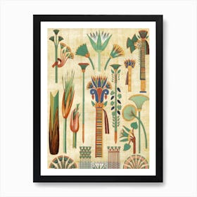 Egyptian Papyrus Hieroglyphs Retro Vintage art Art Print