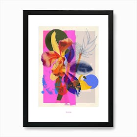 Orchid 1 Neon Flower Collage Poster Art Print