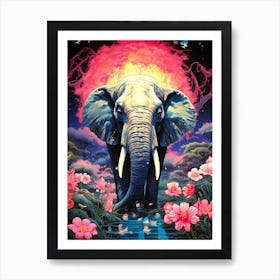 Elephant In The Water 1 Art Print