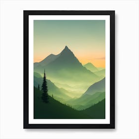 Misty Mountains Vertical Composition In Green Tone 142 Art Print