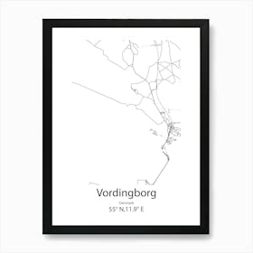 Vordingborg,Denmark Minimalist Map Art Print