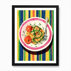 A Plate Of Leeks, Top View Food Illustration 4 Art Print