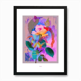 Rose 2 Neon Flower Collage Poster Art Print