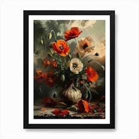 Baroque Floral Still Life Poppy 4 Art Print