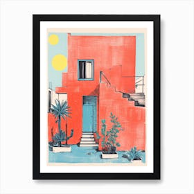 A House In Marrackech, Abstract Risograph Style 1 Art Print