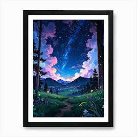 Night Sky Anime aesthetic 9 Art Print