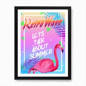 Retrowave: Summer and flamingo [retrowave/vaporwave/synthwave] — aesthetic poster, retrowave poster, neon poster Art Print