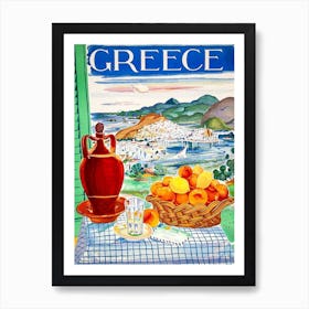 Greece, Fruit Basket On The Window Art Print