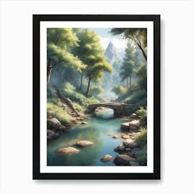 Bridge In The Woods Art Print