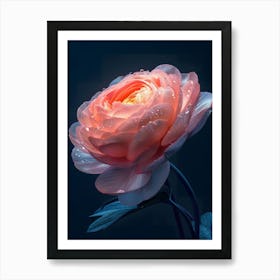 Rose With Water Droplets Art Print