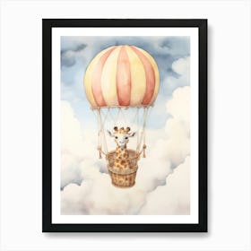 Baby Giraffe 1 In A Hot Air Balloon Art Print