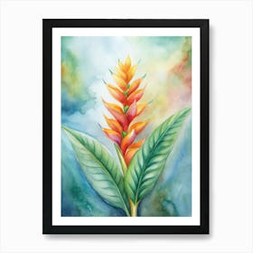 8 Heliconia Rostrata With Cascading Blooms Art Print